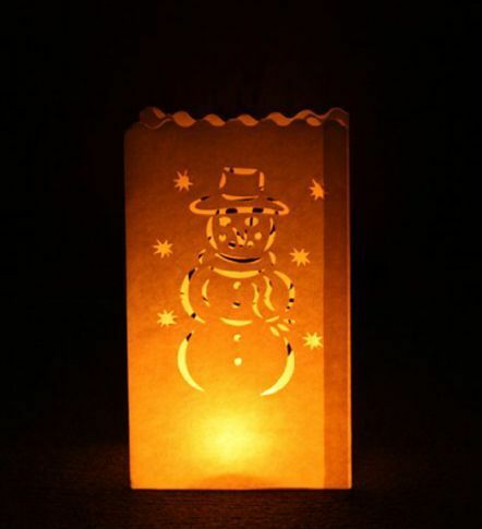 10 x Lantern Bags Tealight Wedding Party Decoration Bag - Snowman - casaculinary