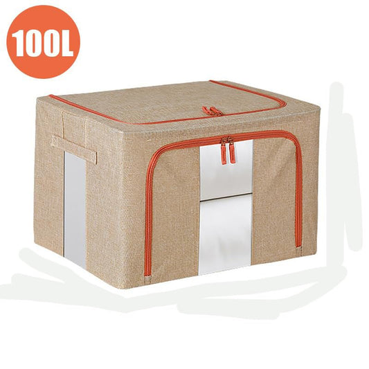 100L Cloth Storage Box Closet Organizer Storage Bags Clothes Storage Bags Wardrobe Organizer Idea CREAM - casaculinary