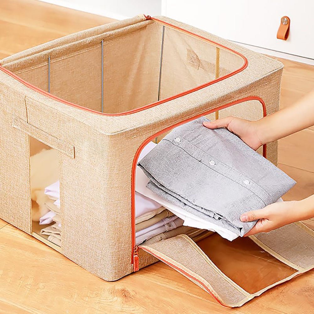 100L Cloth Storage Box Closet Organizer Storage Bags Clothes Storage Bags Wardrobe Organizer Idea CREAM - casaculinary