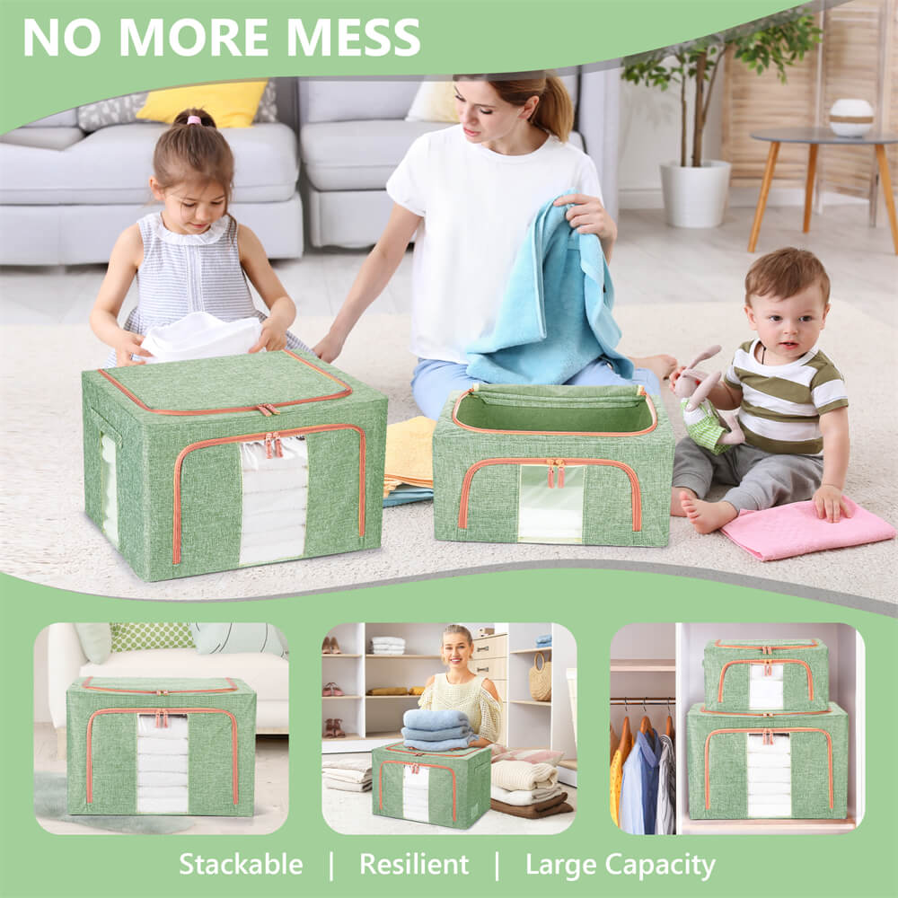 100L Cloth Storage Box Closet Organizer Storage Bags Clothes Storage Bags Wardrobe Organizer Idea GREEN - casaculinary