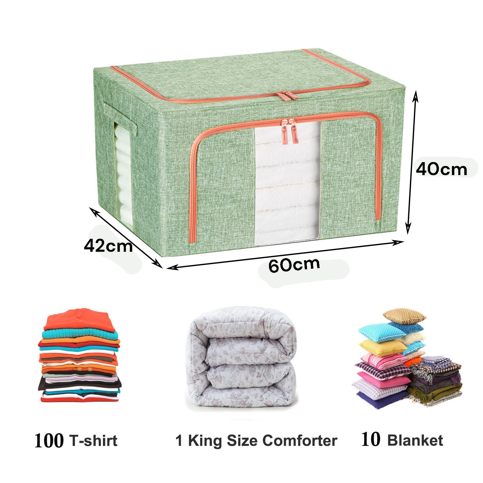 100L Cloth Storage Box Closet Organizer Storage Bags Clothes Storage Bags Wardrobe Organizer Idea GREEN - casaculinary