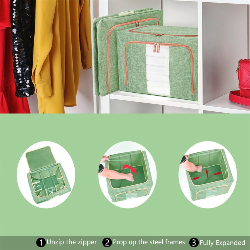 100L Cloth Storage Box Closet Organizer Storage Bags Clothes Storage Bags Wardrobe Organizer Idea GREEN - casaculinary
