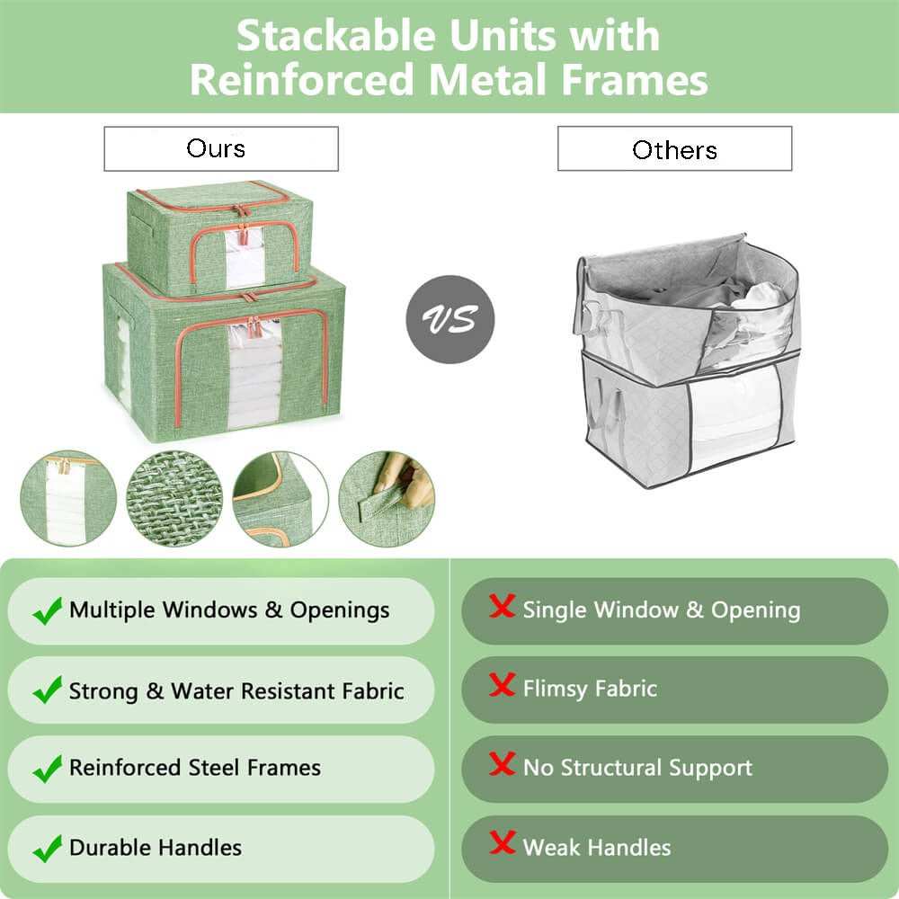 100L Cloth Storage Box Closet Organizer Storage Bags Clothes Storage Bags Wardrobe Organizer Idea GREEN - casaculinary