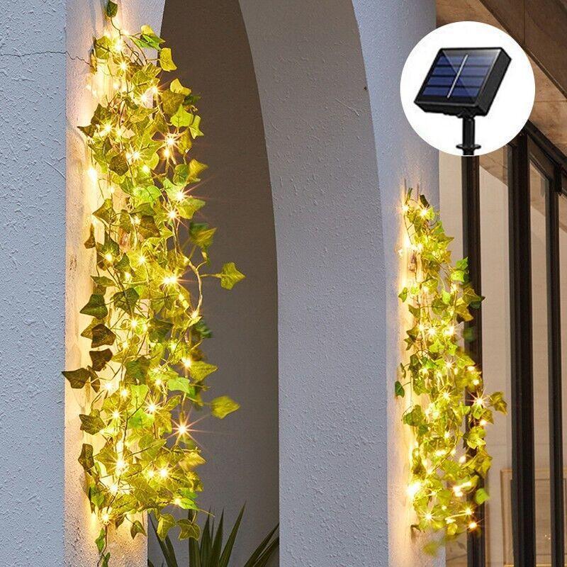 10M Solar Ivy Vine Fairy Lights - 100 LEDs for Outdoor Garden Walls - casaculinary