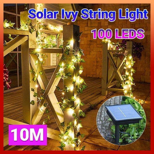 10M Solar Ivy Vine Fairy Lights - 100 LEDs for Outdoor Garden Walls - casaculinary