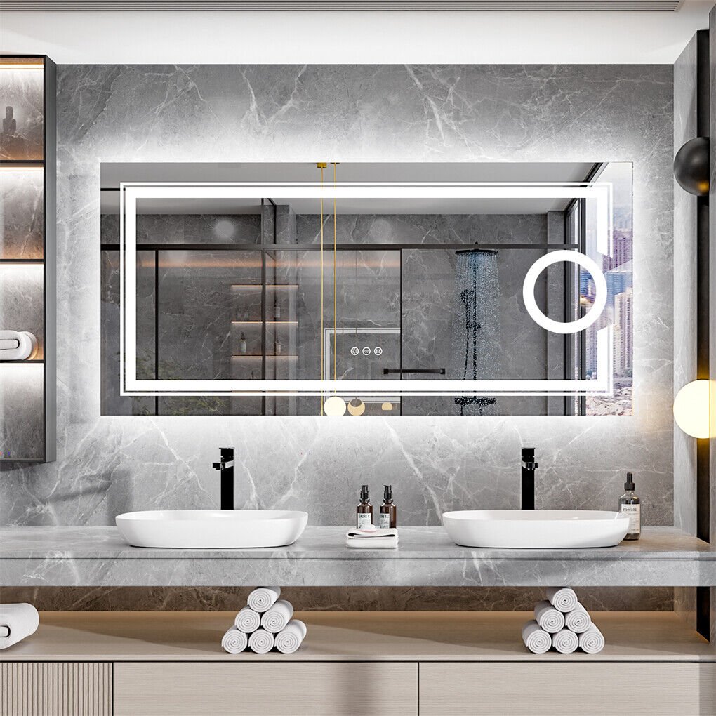 1400x700mm LED Bathroom Mirror Anti - fog Illuminated - casaculinary