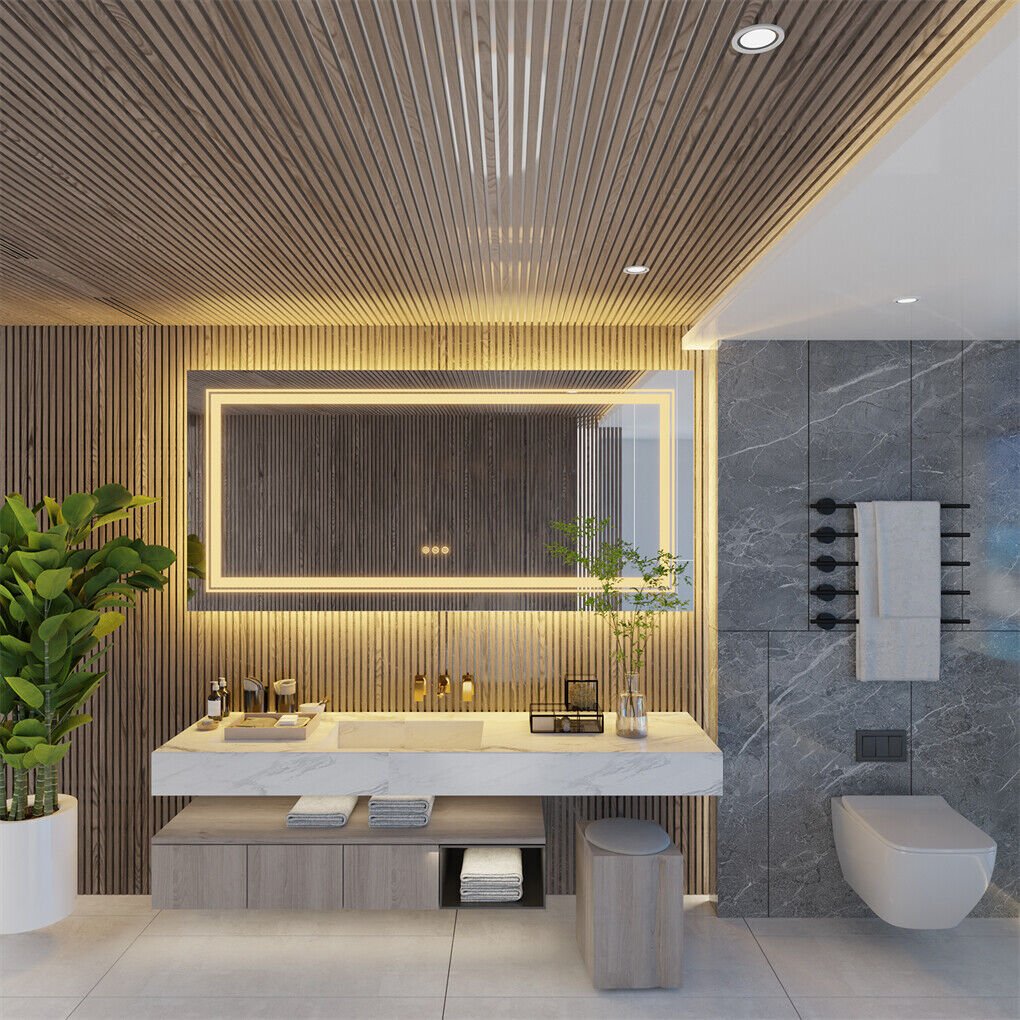 1400x700mm LED Bathroom Mirror Anti - fog Illuminated - casaculinary