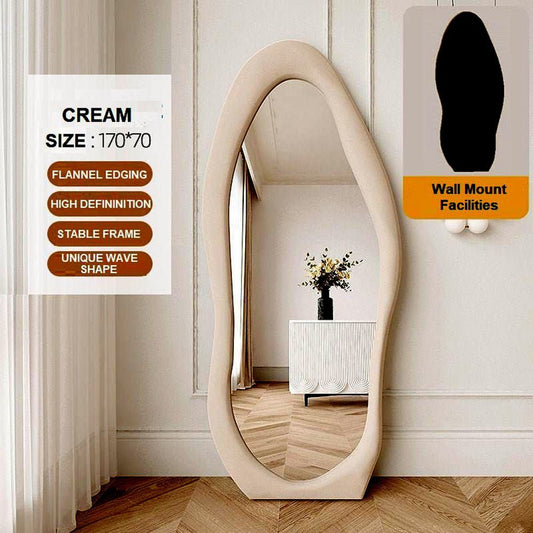 1.7m Standing Maiden Mirror Full Length Aesthetic Full Size Floor Mirror Bedroom Creative Modern Deco Cream - casaculinary