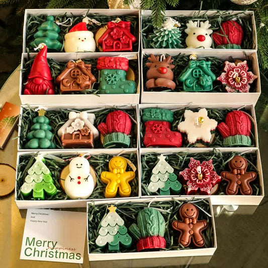3PCS Christmas Scented Candle Gift Set - Elk, Tree, Gingerbread Man, Glove Shaped for Women, Xmas Home Decor, Party, Bedroom, Table Decorations - casaculinary