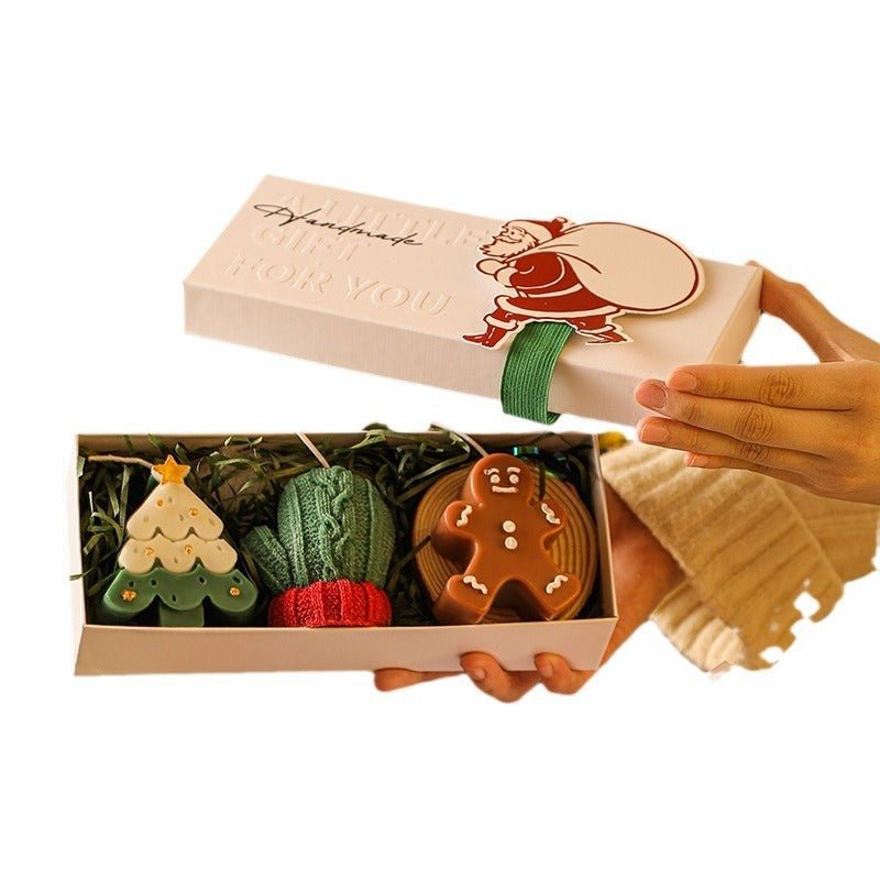 3PCS Christmas Scented Candle Gift Set - Elk, Tree, Gingerbread Man, Glove Shaped for Women, Xmas Home Decor, Party, Bedroom, Table Decorations - casaculinary