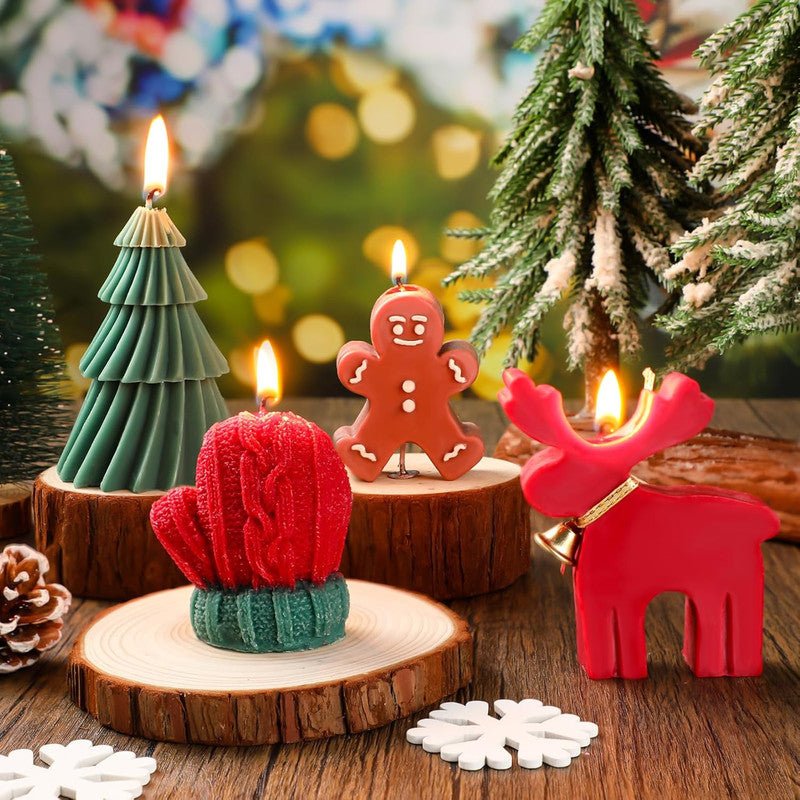 3PCS Christmas Scented Candle Gift Set - Elk, Tree, Gingerbread Man, Glove Shaped for Women, Xmas Home Decor, Party, Bedroom, Table Decorations - casaculinary