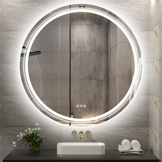 60cm LED Bathroom Mirror Anti - fog Circle Backlit HD - casaculinary
