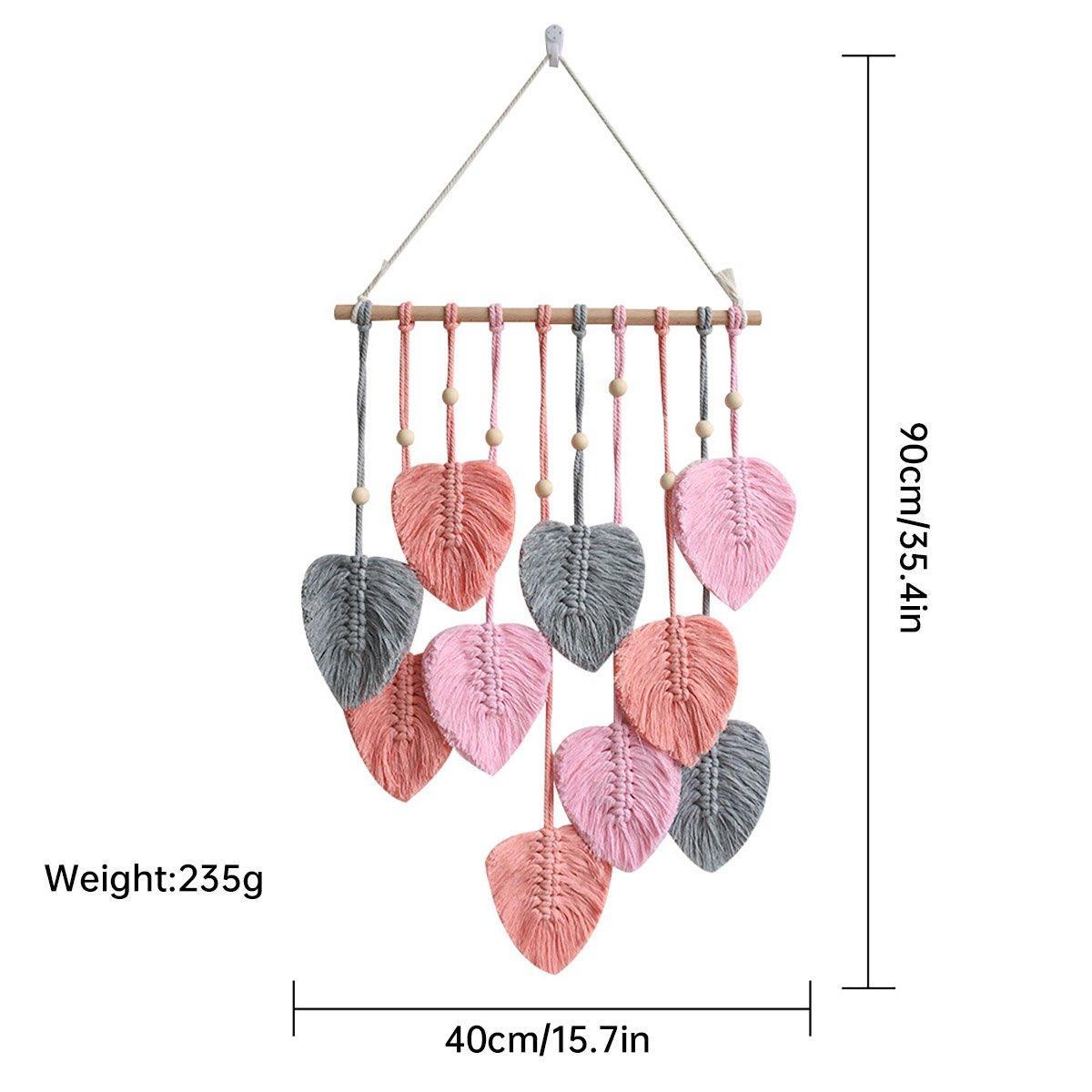 Handmade Braided Cotton Rope Leaves Wall Hanging Home Decoration Ornament - Brown