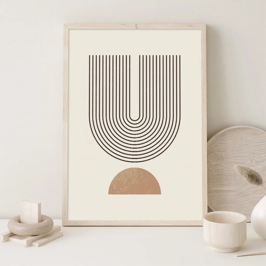 Abstract Geometric Line Beige Posters: Canvas Painting Bohemia Wall Art Print Pictures
