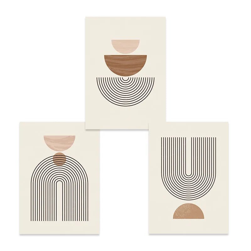 Abstract Geometric Line Beige Posters: Canvas Painting Bohemia Wall Art Print Pictures