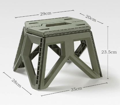 Army Green Portable Folding Stool - Compact Lightweight Plastic Step Stool for Camping, Fishing, Kids, and Home Use - casaculinary