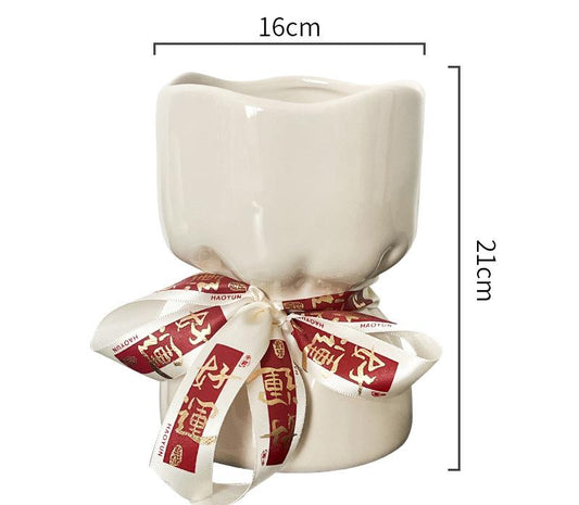 Artisan Handcrafted Ceramic Vase - Minimalist Home Decor with Stable Base(white) - casaculinary