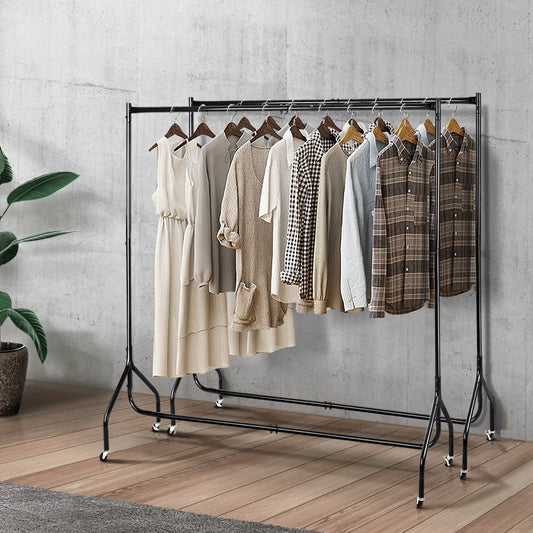 Artiss 2X Clothes Rack Airer Coat Stand 6FT Rail Wheels - casaculinary