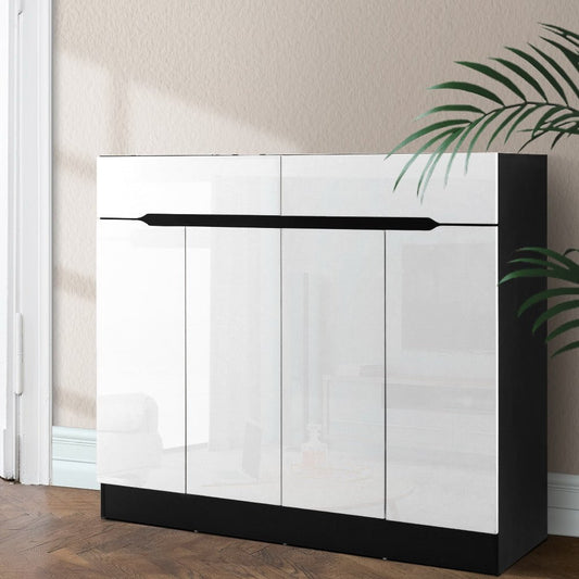 Artiss Shoe Rack Cabinet Storage 120cm w/ Drawer - White Lydia - casaculinary