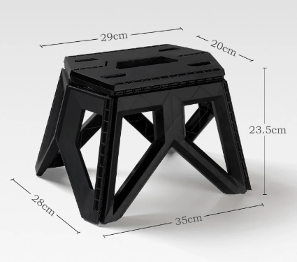 Black Portable Folding Stool - Compact Lightweight Plastic Step Stool for Camping, Fishing, Kids, and Home Use - casaculinary