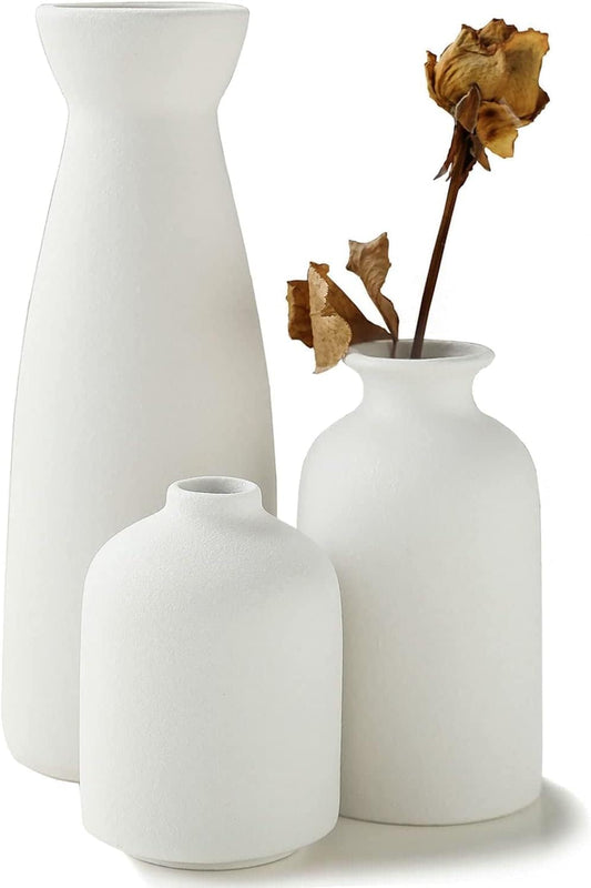 Ceramic Set of 3 Modern White Vases for Home D�cor - casaculinary
