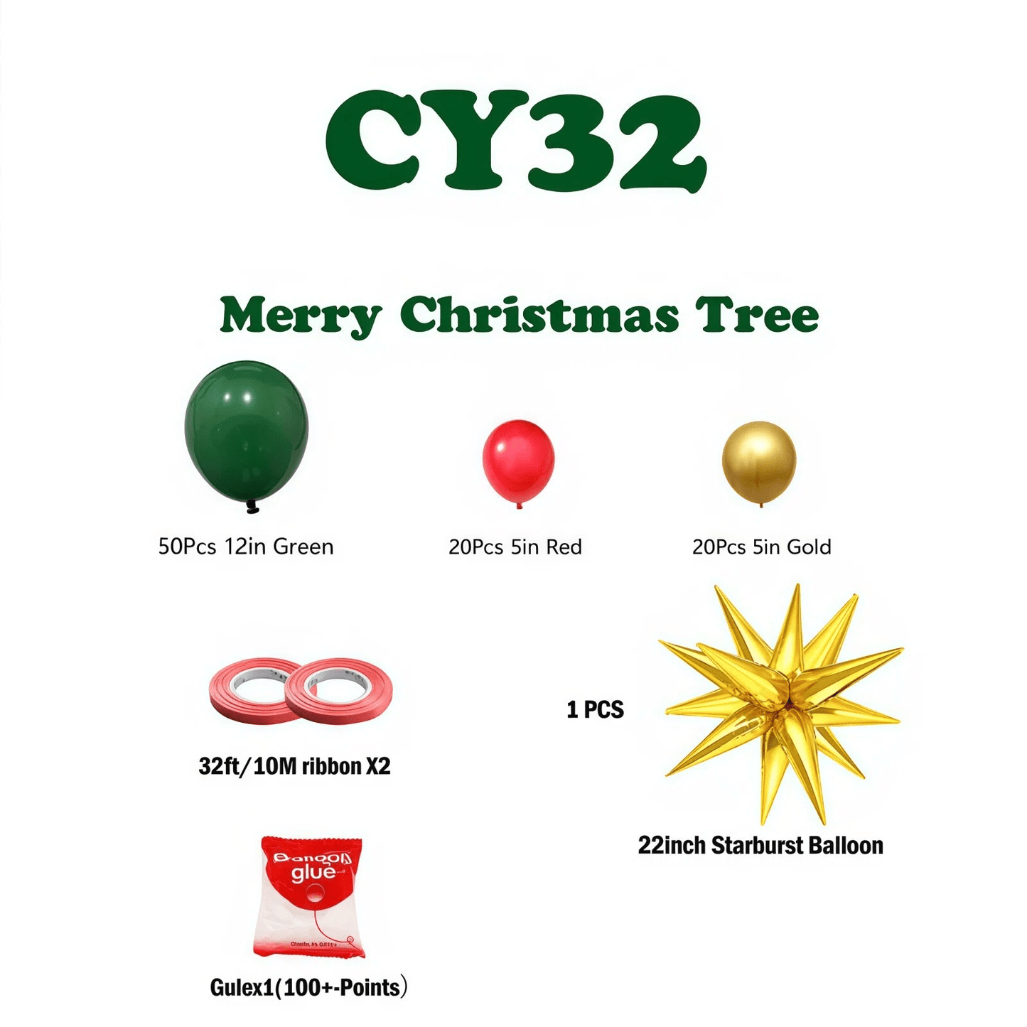 Christmas Balloon Bundle: 2 Themed Kits (Arch + Tree) - Aluminum Foil & Latex Balloons - casaculinary