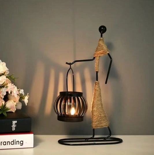 Creative Iron Girl Candle Holder for Nordic Restaurant Table Decorations and Bar Counter Accessories(Style A) - casaculinary