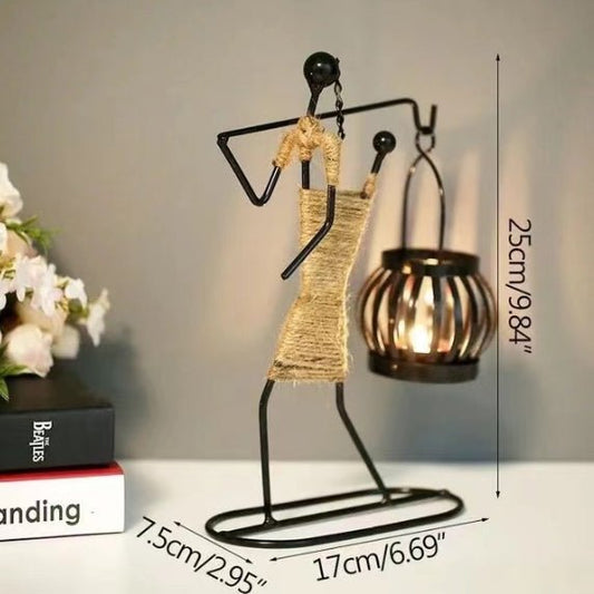 Creative Iron Girl Candle Holder for Nordic Restaurant Table Decorations and Bar Counter Accessories(Style C) - casaculinary