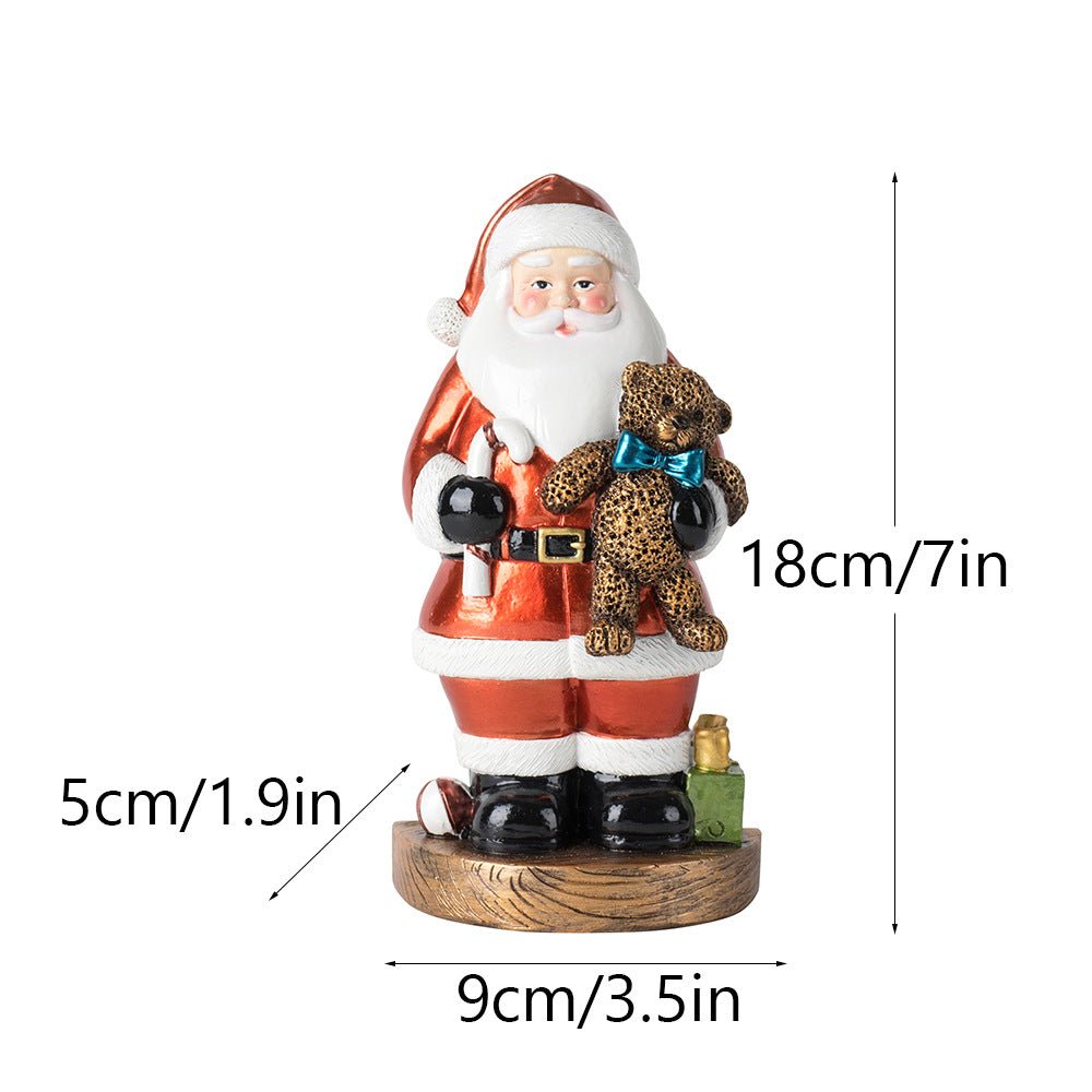 Santa Claus Figurine with Bear - 18cm Festive Resin Christmas Decoration - casaculinary