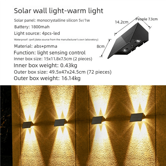 Solar Powered Up and Down Wall Light(yellow light) - casaculinary