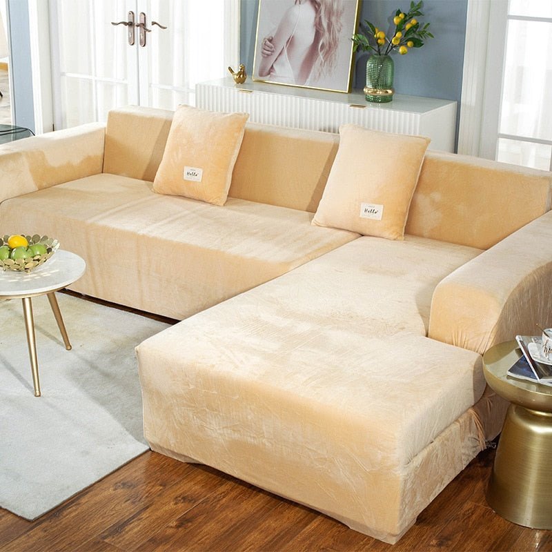 Velvet L Shaped: Sofa Cover For Living Room