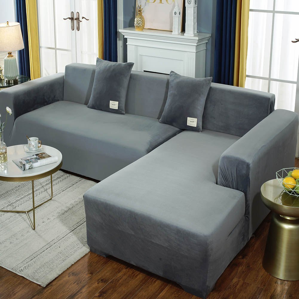 Velvet L Shaped: Sofa Cover For Living Room