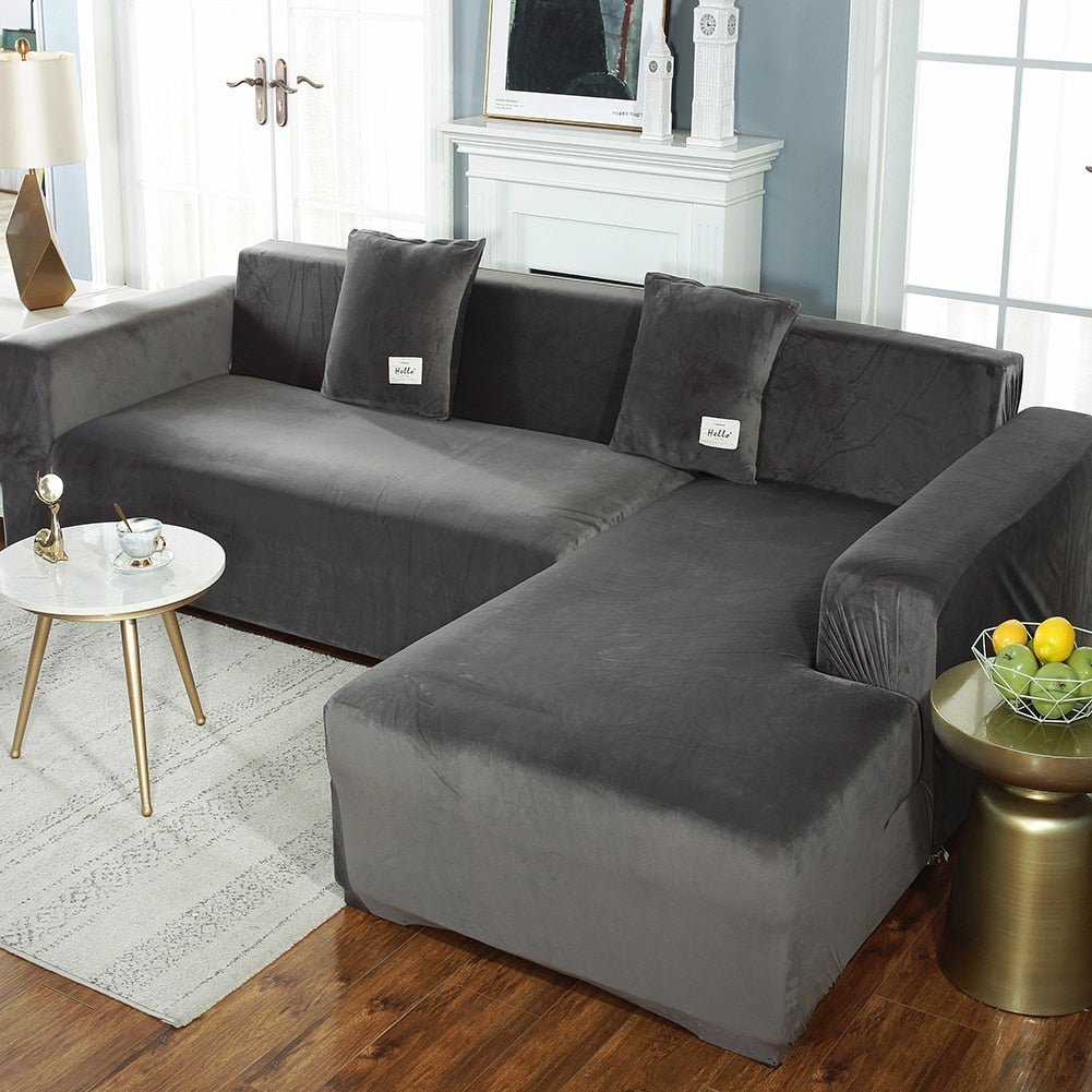 Velvet L Shaped: Sofa Cover For Living Room