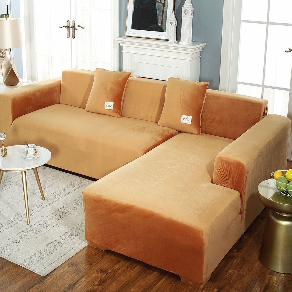 Velvet L Shaped: Sofa Cover For Living Room
