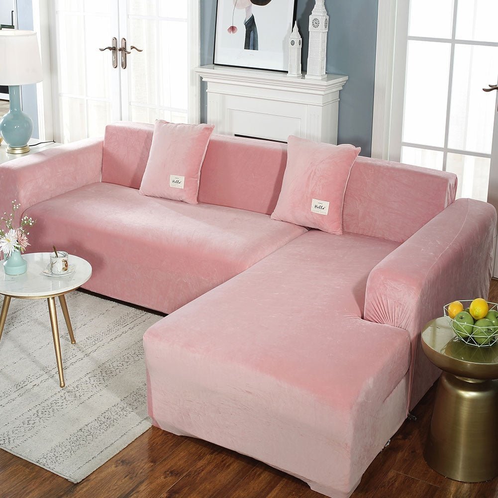 Velvet L Shaped: Sofa Cover For Living Room