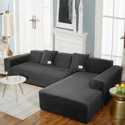 Velvet L Shaped: Sofa Cover For Living Room