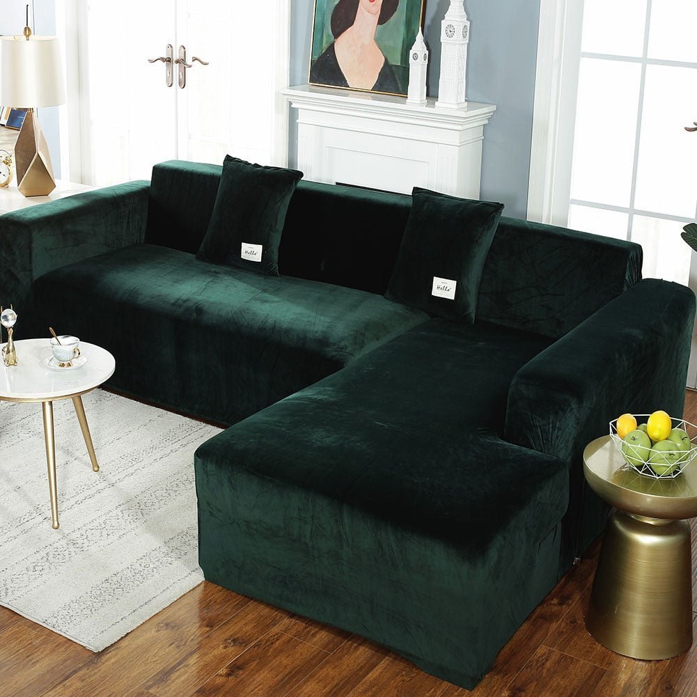 Velvet L Shaped: Sofa Cover For Living Room