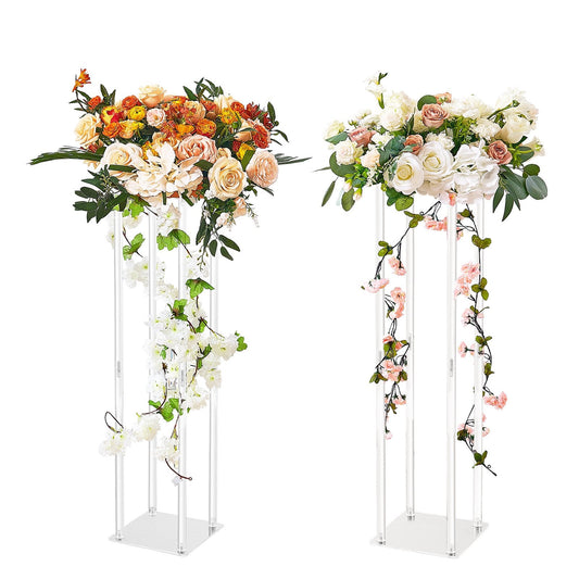 VEVOR 2PCS 31.5inch/80cm High Wedding Flower Stand, With Acrylic Laminate,Acrylic Vase Column Geometric Centerpiece Stands, Floral Display Rack for T - Stage Events Reception, Party Decoration Home - casaculinary