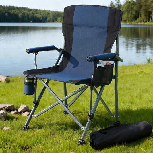 Weisshorn Camping Chair Folding Outdoor Portable Seat Lightweight Beach Picnic Fishing Capacity 120KG Navy Blue - casaculinary