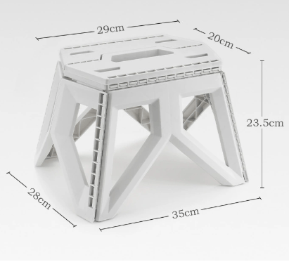 White Portable Folding Stool - Compact Lightweight Plastic Step Stool for Camping, Fishing, Kids, and Home Use - casaculinary