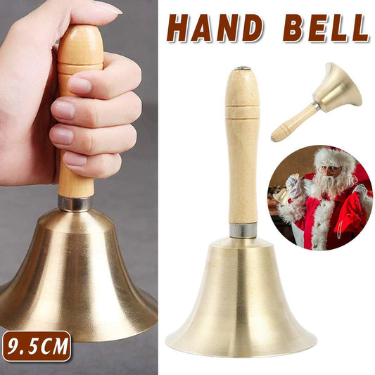 Wooden Handle Hand Bells Christmas Pet Bells Classroom Call Rattles Party Bell - casaculinary