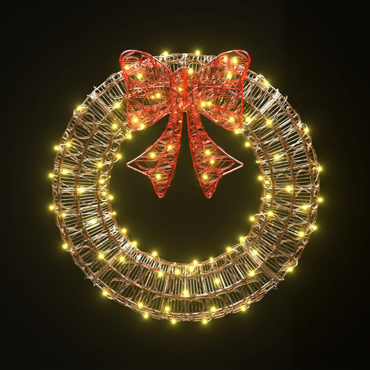 0.6M Christmas Lights 160 LED Motif Solar Wreath Xmas Decorations Jingle Jollys - casaculinary