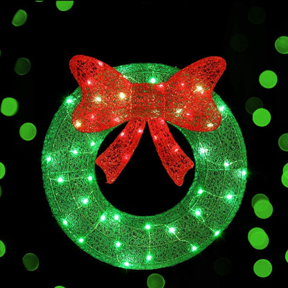 0.6M Christmas Lights 50 LED Motif Solar Wreath Xmas Decorations Jingle Jollys - casaculinary