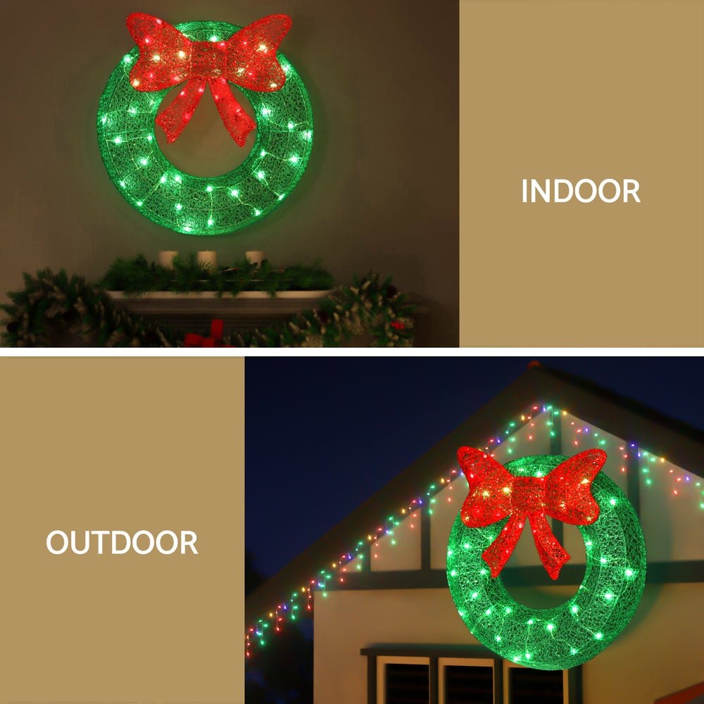 0.6M Christmas Lights 50 LED Motif Solar Wreath Xmas Decorations Jingle Jollys - casaculinary