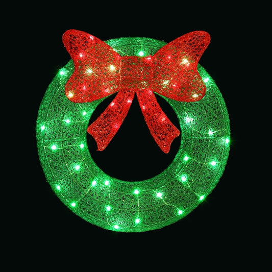 0.6M Christmas Lights 50 LED Motif Solar Wreath Xmas Decorations Jingle Jollys - casaculinary