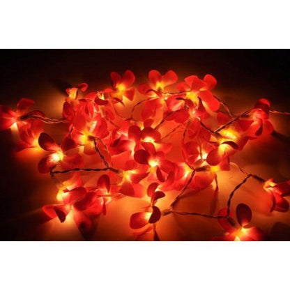 1 Set of 20 LED Deep Red Frangipani Flower Battery String Lights Christmas Gift Home Wedding Party Decoration Outdoor Table Garland Wreath 