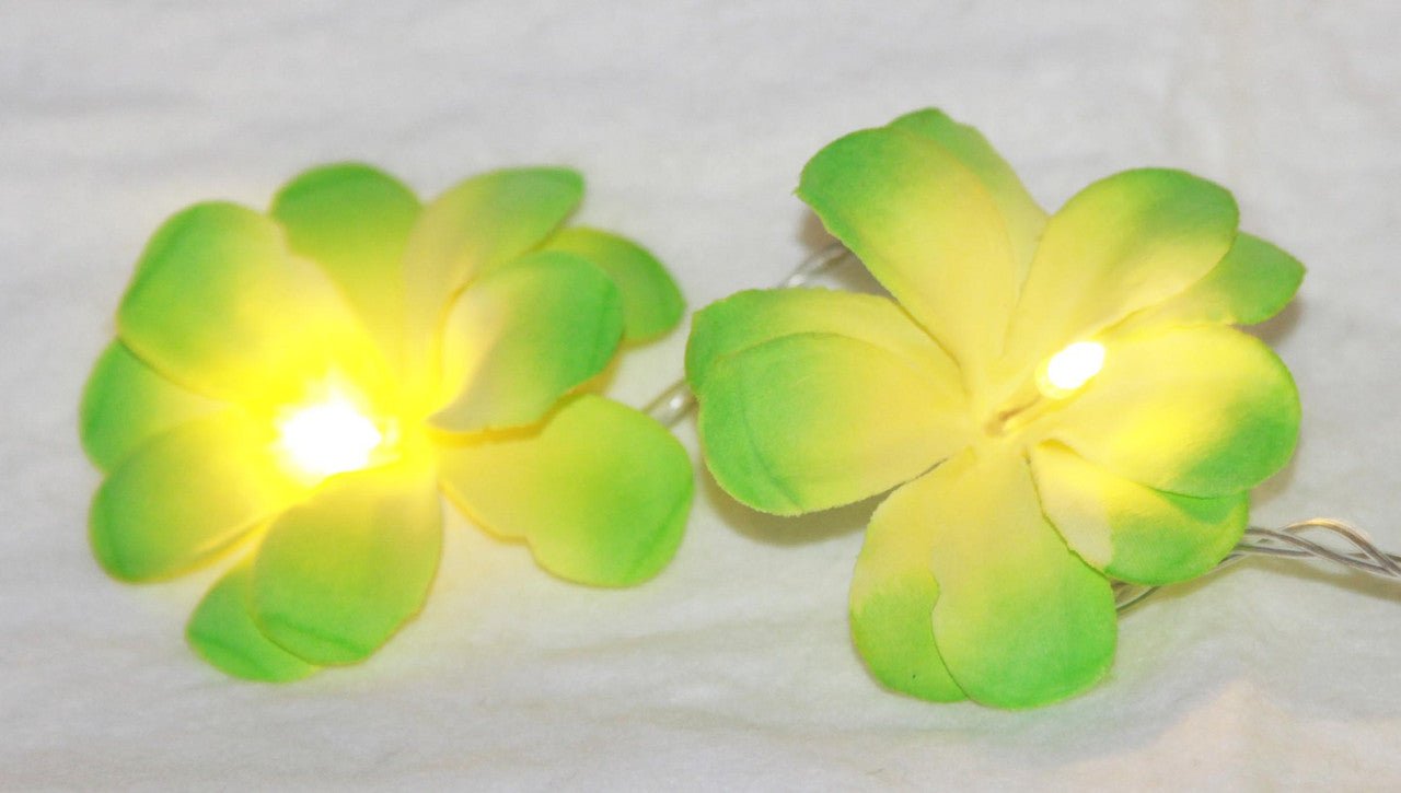 1 Set of 20 LED Green Frangipani Flower Battery String Lights Christmas Gift Home Wedding Party Decoration Outdoor Table Garland Wreath 