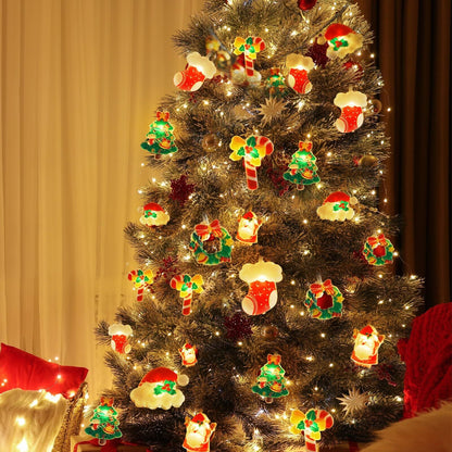 10M 80 - LED Christmas Fairy String Lights: Santa/Snowman/Wreath Battery - Powered Warm White Decor for Home/Party - casaculinary