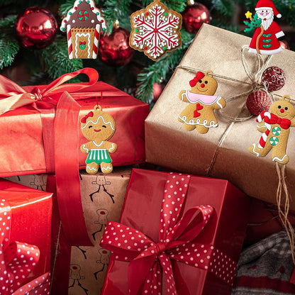 12pcs Christmas Ornaments Cute Snowman Xmas Tree Decorations Santa Claus Plastic Figurines Ornaments with Sugar Cookie House for Christmas Tree Hanging Party DIY Decor 3 Inch Tall - casaculinary