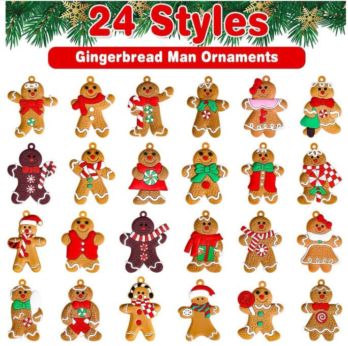 12pcs Christmas Ornaments Cute Snowman Xmas Tree Decorations Santa Claus Plastic Figurines Ornaments with Sugar Cookie House for Christmas Tree Hanging Party DIY Decor 3 Inch Tall - casaculinary